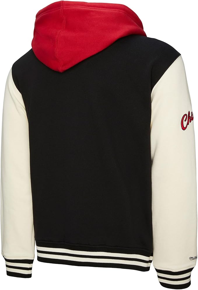 MITCHELL & NESS Giacca Courtside Fleece con bottoni automatici dei CHICAGO BULLS JK11162