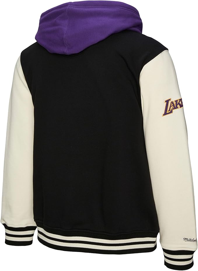 MITCHELL & NESS Giacca Courtside Fleece con bottoni automatici dei Los Angeles Lakers JK11162