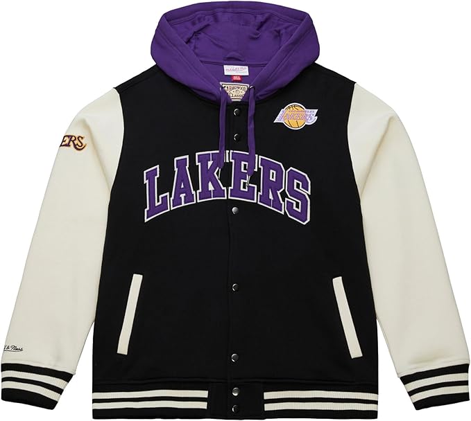 MITCHELL & NESS Giacca Courtside Fleece con bottoni automatici dei Los Angeles Lakers JK11162