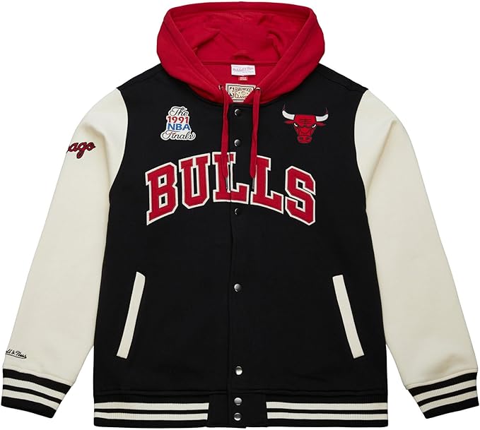 MITCHELL & NESS Giacca Courtside Fleece con bottoni automatici dei CHICAGO BULLS JK11162