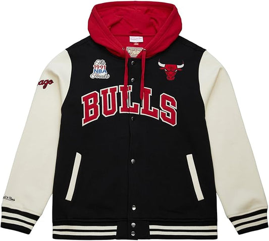 MITCHELL & NESS Giacca Courtside Fleece con bottoni automatici dei CHICAGO BULLS JK11162