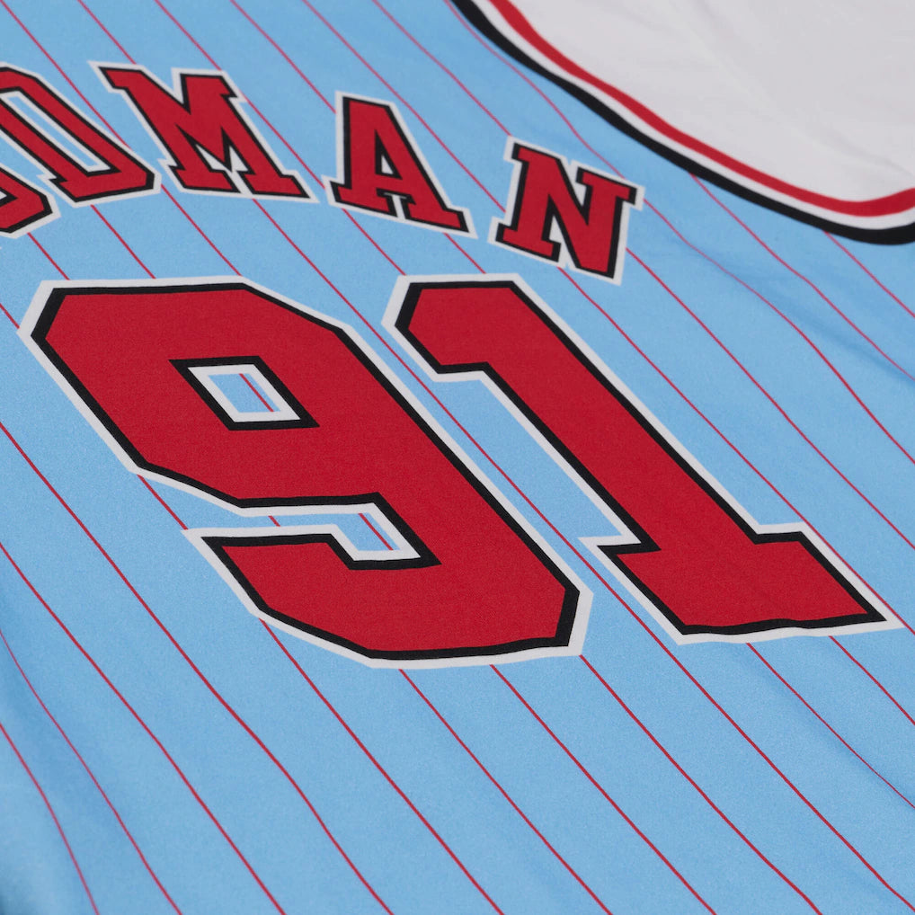 Dennis Rodman Chicago Bulls 1995-96 Light Blue Best In Class Jersey T-Shirt Mitchell & Ness